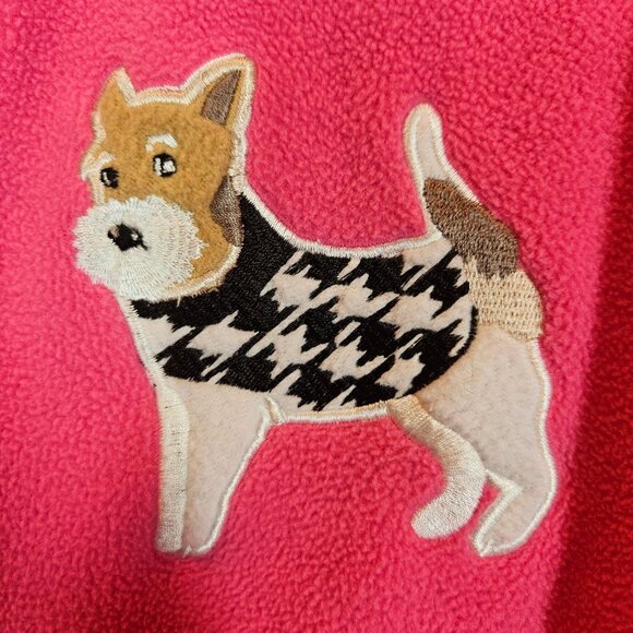 Nick & Nora Pink Dog Fleece Dog on Feet One Piece Pajamas Womens L Warm pockets - Picture 2 of 15
